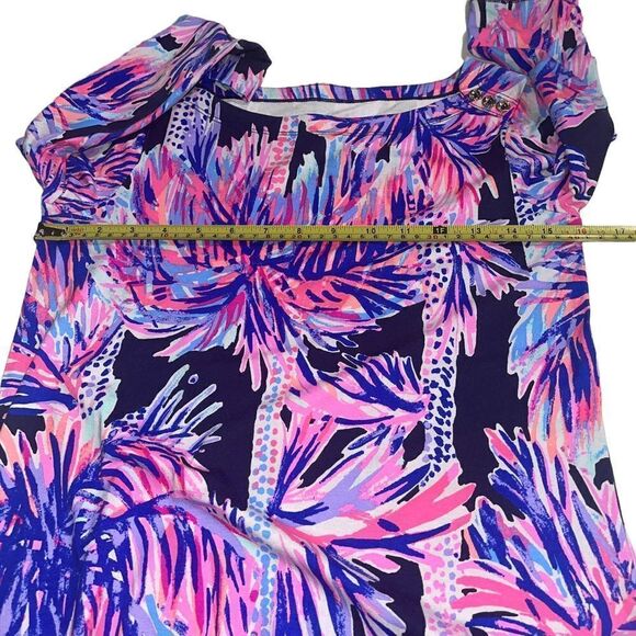 Lilly Pulitzer Sophie UPF 50+ Dress Bright Navy Palms Up - Size XS - Picture 4 of 10